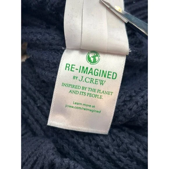 J. Crew Knit Sweater Womens M Crew Neck Cotton Navy White Striped - Picture 12 of 12